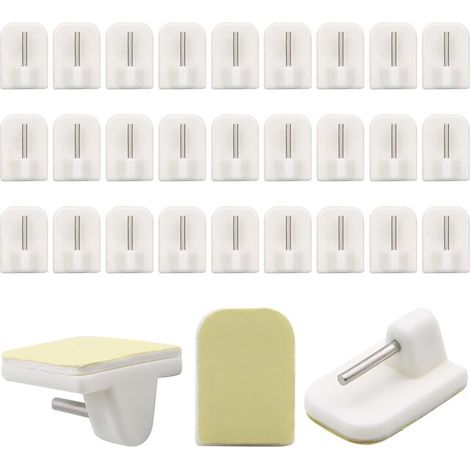 50Pcs Crochets Rideau, Support Tringle Rideaux sans Percage, Accroches Rideau Adhesif, Crochets Autocollant, Crochets Tringle Rideau, pour Les Rideau sans Percer, Tringle Rideau, Cuisine, Bain (1/5)