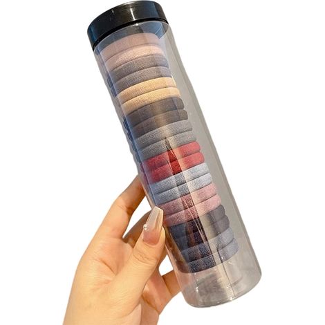 Elastique Cheveux - 100 Pièces Épais 8 mm Diamètre 40 mm Sans Couture Doux pour Femme Fille Enfant - 5 Couleurs (1/5)