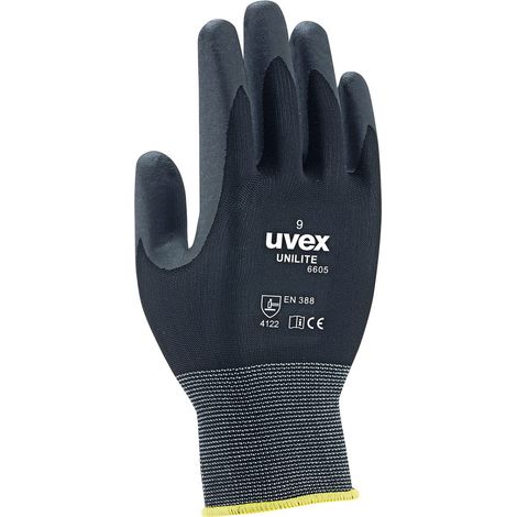 Uvex – Gants de manutention taille 11 – Mousse nitrile – Pour manutention générale – Lot de 2 gants – Noir