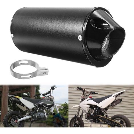 Silencieux d'échappement arrière universel en acier inoxydable pour moto avec joint de serrage pour 50 cc, 110 cc, 125 cc, ATV, Dirt Pit, Quad Bike, Motocross, Noir 28 mm (1/5)