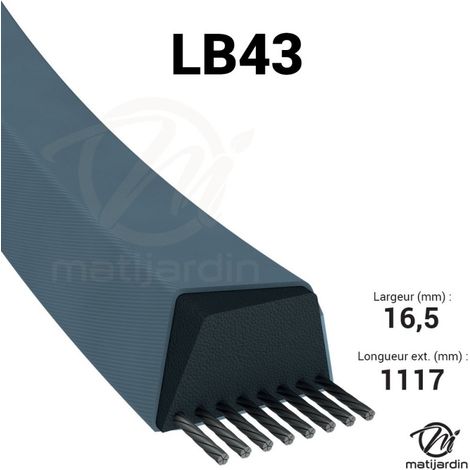 Courroie tondeuse Mitsuboshi LB43 trapézoïdale 16,5 x 1104 mm (1/4)