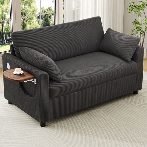 Sofá cama modular con USB y mesa plegable gris para OKMYHOME (1/5)