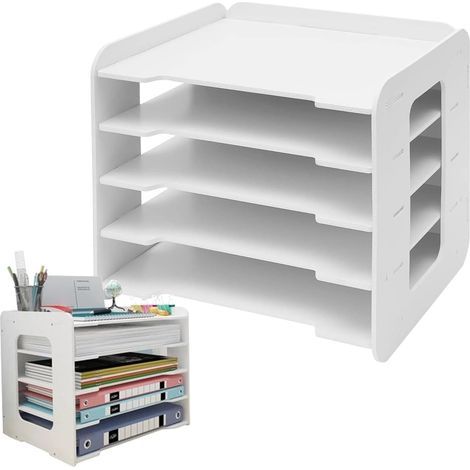Desk organizer with letter tray, sturdy file holder, document storage for teachers, robust construction, multi-compartment design, ideal for the (1/5)