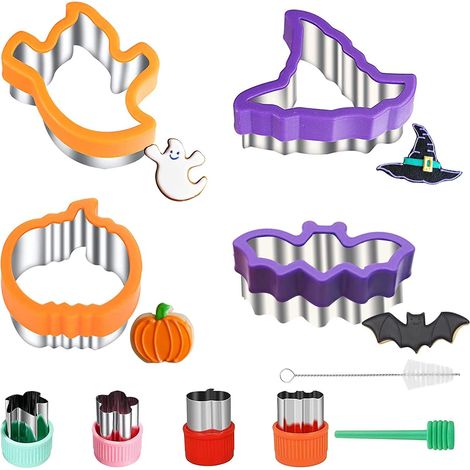 Emporte piece halloween, comprenant citrouille, fantôme, chauve-souris, chapeau de sorcière, coupe-légumes et fruits, pour cuisiner avec les enfants