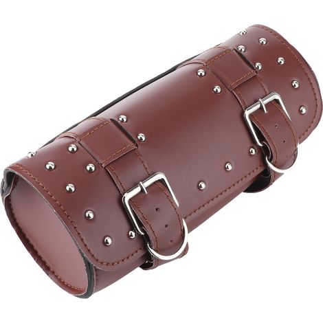 Sacoche Moto Universelle Cuir PU Sacoches Latérales Motard Bagagerie Rouleau Brun Remplacement (1/5)