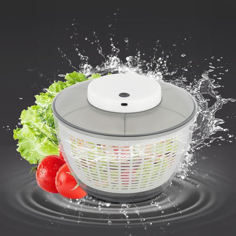 Elektrischer Gemüse-Salat-Trockner-Grau-Weiß-Dehydration innerhalb von 10 Sekunden-4,75 L Volumen-Automatischer Salat-Trockner-USB-Ladegerät-Küchenutensilien