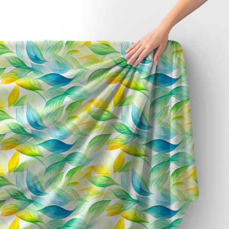 Tissu velours royal polyester à coudre – Motif feuilles – RDX2443 (1/4)
