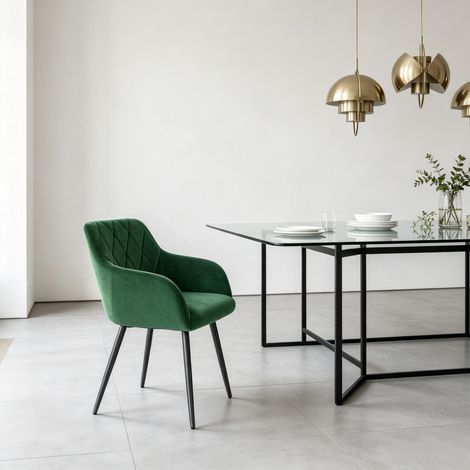 Silla de diseño con asiento tapizado, silla de ocio, silla tapizada cómoda, silla de comedor con reposabrazos, silla funcional, silla de salón, silla de dormitorio (solo incluye 1 silla de comedor) (1/5)