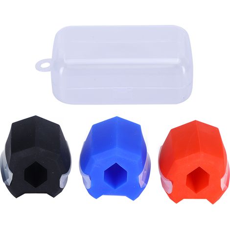 3 Pièces Ballon d'Exercice pour Sculpter la Mâchoire en Silicone - Entraîneur de Masséter Portable - Set Noir+Rouge+Bleu (1/5)