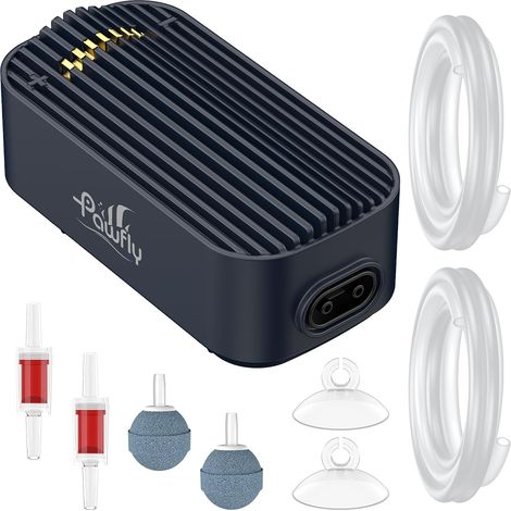 Aquarium Air Pump, 416L/H for Aquariums up to 606L, Quiet and Adjustable with Hose, Air Stone and Check Valve (1/5)