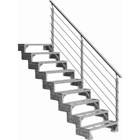 Dolle Außentreppe Gardentop 162-198cm Geschosshöhe mit Einlegerahmen 80cm breit mit Prova-Geländer