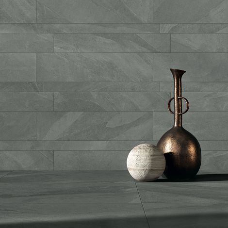 Grès cérame - BRAZILIAN SLATE - Elephant Grey - Naturelle - 60x7x1cm  - Plinthe (1/3)