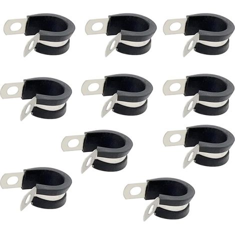 CCYKXA Lot de 10 colliers de serrage en caoutchouc P de 6 mm - Colliers de serrage pour tuyaux - En acier inoxydable - Kit de serre-câbles en fil métallique