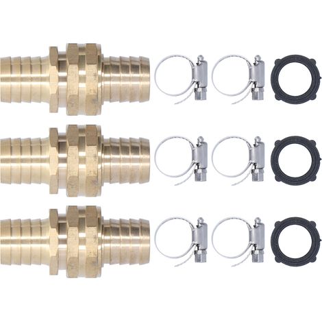Lot de 3 raccords de réparation pour tuyau d'arrosage, filetage femelle/mâle 3/4 po, compatibles avec les raccords de tuyau d'arrosage 3/4 po ou 5/8 po. (1/5)