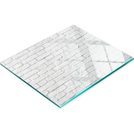 Tabla de cortar decorativa de cristal para cocina, diseño de pared de ladrillo blanco, 60x52 cm (1/5)