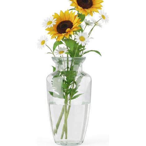 Vase tulipe en glaçage transparent pour Grand col rond en verre Large vases épais classique pour fleurs Bouquet Roses 20 cm Décoration de table de salon (1/5)