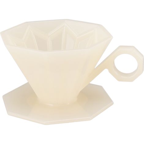 Wiederverwendbarer, papierloser Kaffeefilter in achteckiger Kegelform mit Griff, kompatibel mit V60, Farbe Beige. (1/5)