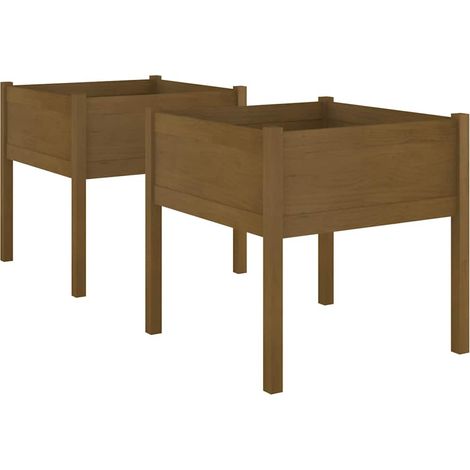 Maison Exclusive - Jardinières 2 pcs Marron miel 70x70x70 cm Bois de pin massif (1/5)