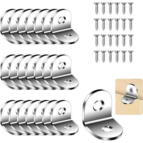 Confezione da 22 staffe di montaggio a L Flintronic, staffe di fissaggio, staffe di fissaggio in metallo, staffe in acciaio inossidabile per il fissaggio e la riparazione di mobili (20x20x16 mm) (1/5)