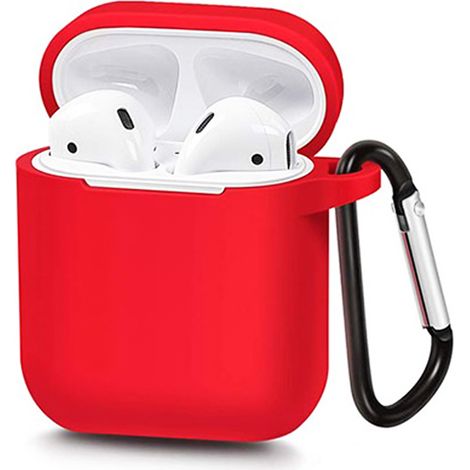 Cover custodia silicone rosso cuffie bluetooth auricolari flessibile gancio (1/5)