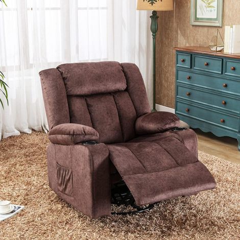 Drehsessel mit verstellbarer Rückenlehne und Fußstütze, 360° Relaxsessel mit Getränkehalter (1/5)