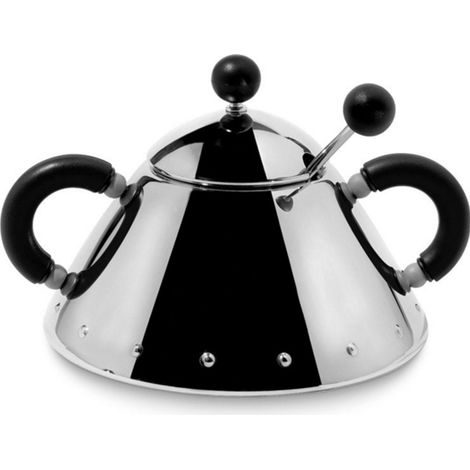 Alessi 9097 B Zuckerdose mit Löffel aus Edelstahl schwarz (1/2)