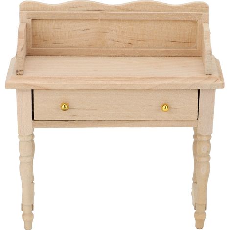 Bureau miniature en bois pour maison de poupée à l'échelle 1:12, accessoire de salon (1/5)