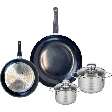 Ensemble de 2 Poêles de cuisson 20 et 28 cm et 2 faitouts 12 et 14 cm Elo Prima Brillant (1/5)