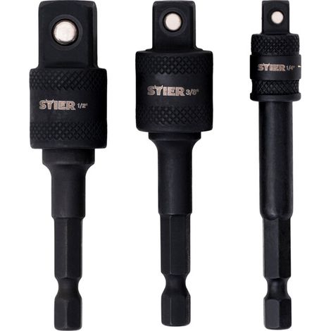 STIER Jeu de douilles adaptatrices 1/4" + 3/8" + 1/2", carré creux, système de fermeture rapide, douilles (1/5)