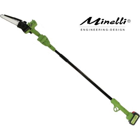 Elagueuse sans fil Minelli Ener-Q3 avec 2 piles, barre de 20 cm et perche télescopique - .325 - 1,3 - 72