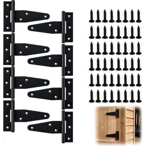 Charniere en T 8 100x65 Noir, Porte Lourde, Penture Grange Portail Placard (1/5)