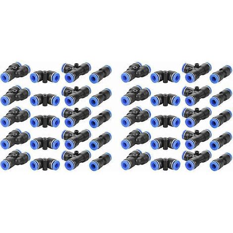 Pneumatische Schnellkupplungen, 40 Verbinder für 6-mm-Luftschlauch (40 Stück), pneumatischer Kolben, pneumatische Schnellkupplungen in 4 Formen, pneumatisches Zubehör