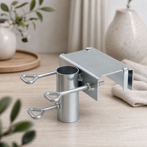 Adjustable Metal Balcony Parasol Bracket 17x12x10cm for 5cm Railing (1/5)