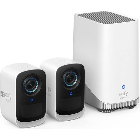 eufy Security eufyCam S300 Camara vigilancia WiFi Exterior, 180 días de duración de la batería, Alerta Inteligente, 4K resolución, sin cuotas mensuales, Conjunto de Dos cámaras