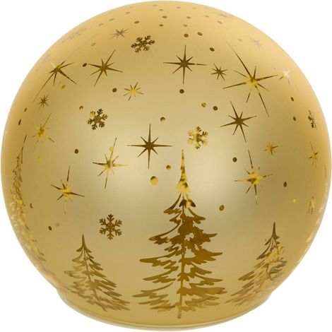 Bola de Navidad luminosa LED dorada para colocar, diámetro 12 cm, a pilas - Atmosphera créateur d'intérieur