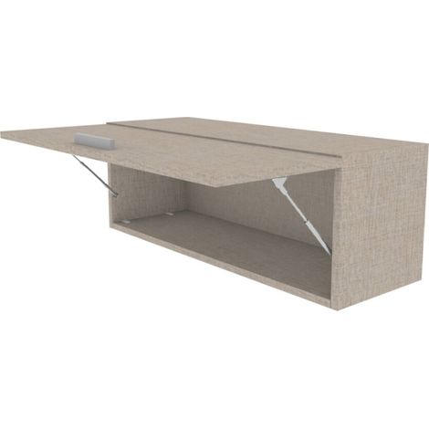 Libreria pensile moderna con anta a ribalta, L 90 cm - Montaggio rapido - Effetto tessuto