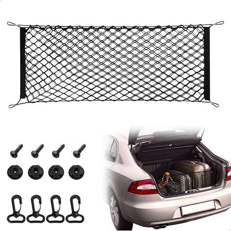 Filet à bagages pour voiture, camping-car ou coffre, 110 x 40 cm, filet de coffre élastique double couche (1/5)