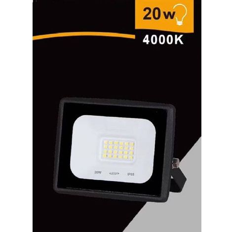 TrAdE Shop Traesio - Faretto Led Faro 20 Watt 1800 Lm Ip65 Nero Luce Fredda Calda Naturale Ek02-20w-n - -Bianco Naturale      -