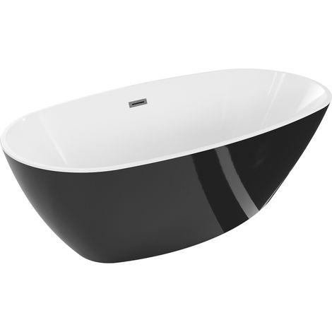 Mexen Eris baignoire autoportante 180 x 95 cm, blanche/noire, trop-plein gun gray brossé - 53441809575-66 (1/5)
