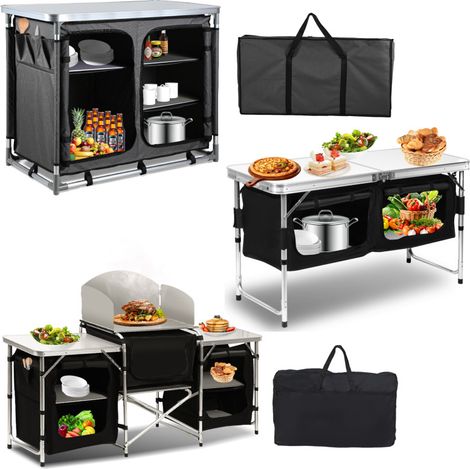 SWANEW Cucina da Campeggio Pieghevole con Struttura in Alluminio, 5 Scomparti, Piano d'Appoggio e Borsa per il Trasporto (Tye A, 5 scomparti) (1/5)