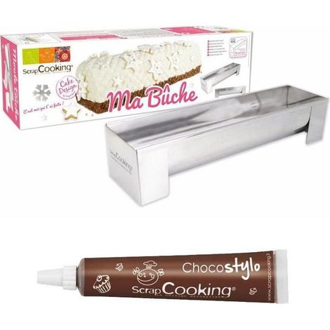 Moule en inox pour bûche de Noël + 1 Stylo chocolat
