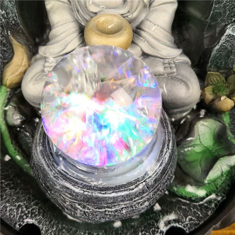 Fontaine de table décorative unique en forme de Bouddha, en résine, avec éclairage intégré. Prise européenne 220 V. (1/5)