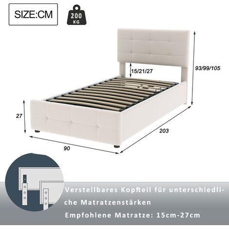 Polsterbett aus Stoff in Beige 203 x 90 x 105 cm HOMAIRE (1/5)