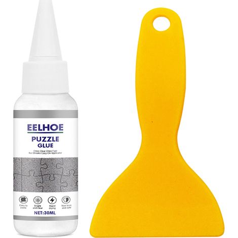 30ML Colle à Puzzle Liquide Transparent pour Casse-Tête + Raclette Accessoire