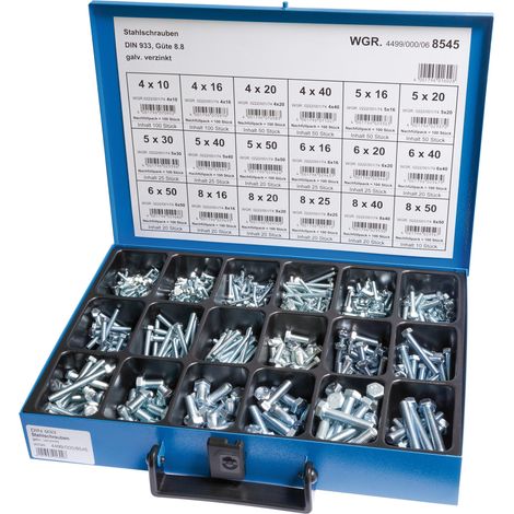 Surtido de tornillos dresselhaus din 933 acero 18 piezas