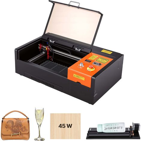 Mophorn Macchina per Incisione Laser CO2 da 45 W con Taglierina da Tavolo e Asse Rotante, Compatibile con LightBurn, CorelDRAW e GRBL, Adatta per Legno, Acrilico e Vetro