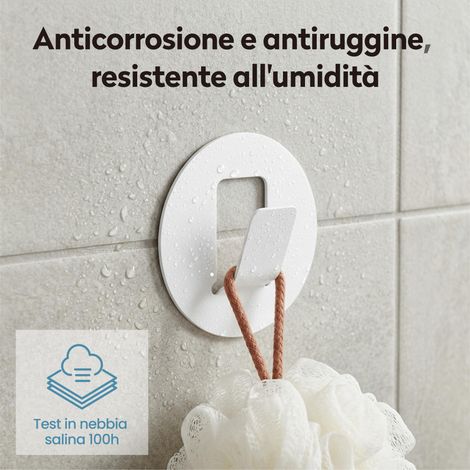 doporro Ganci Adesivi 4 Pezzi, Appendiabiti da Parete Bianco, in Lega di Alluminio Rotondo, Senza Foratura, per Porta Ingresso Cucina Bagno, Stalo-16
