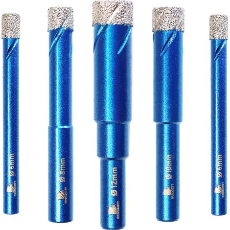 Forets Mèches Diamant Carrelage 6 6 8 10 12mm - Foret Céramique pour Porcelaine,Céramique, Granit,Carrelage(5 Pièces) (1/5)