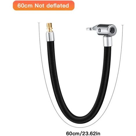 Adaptateur pour pompe à air, 60 cm, en alliage de zinc, pour le raccordement des valves et des accessoires de gonflage.-AquaForge