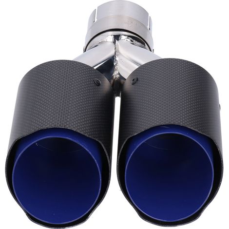 Embout d'échappement double universel en forme de Y, finition fibre de carbone mate et acier inoxydable. (1/5)
